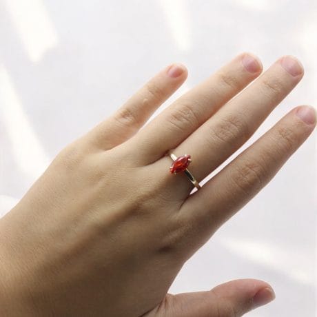 14 Ayar Altın Kırmızı Taşlı Yüzük