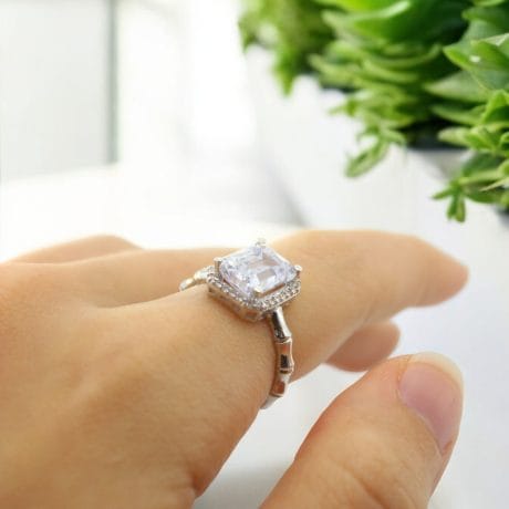 Kare Kesim Zirkon Taşlı altın Yüzük