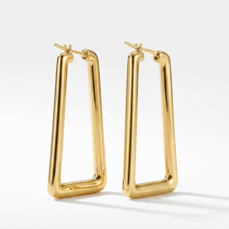 💛 Modern Geometrik Altın Küpe – Minimal Şıklığın Güçlü İfadesi