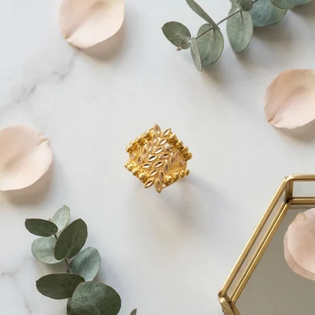 💛 Vintage Motifli Altın Yüzük – Gösterişli Zarafetin İmzası